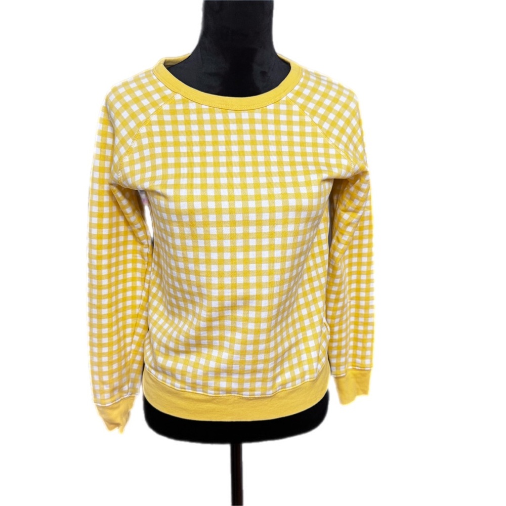 Draper James Natalie Yellow Gingham Sweatshirt size XS